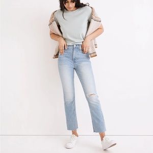 NWOT Madewell Tall Perfect Vintage Jean in Coney Wash: Destroyed Edition
